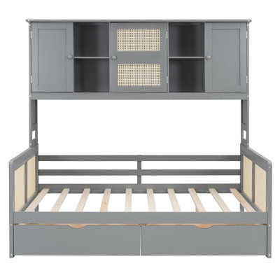 2 Drawers Daybed With Cabinets And Shelves