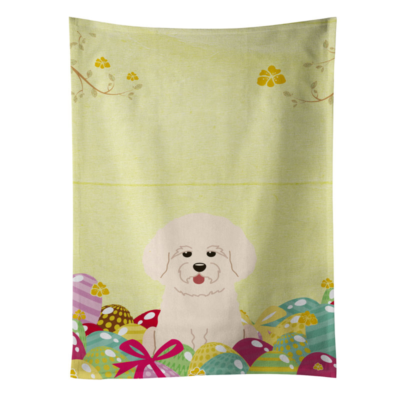 Chiffons rectangulaire bichon bichon frisé pâques œufs