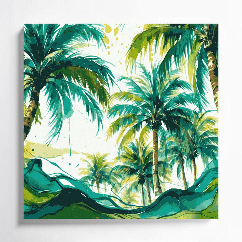 Toile hawaïenne vert palmier dattier, H 12 po x l 12 po
