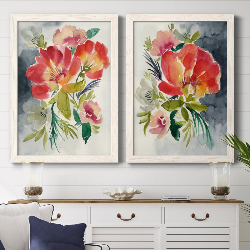 Twilight Brights I - ensemble de 2 peintures sur toile encadrées, Toile blanche encadrée, H 43,5 po x l 31,5 po x P 1 po