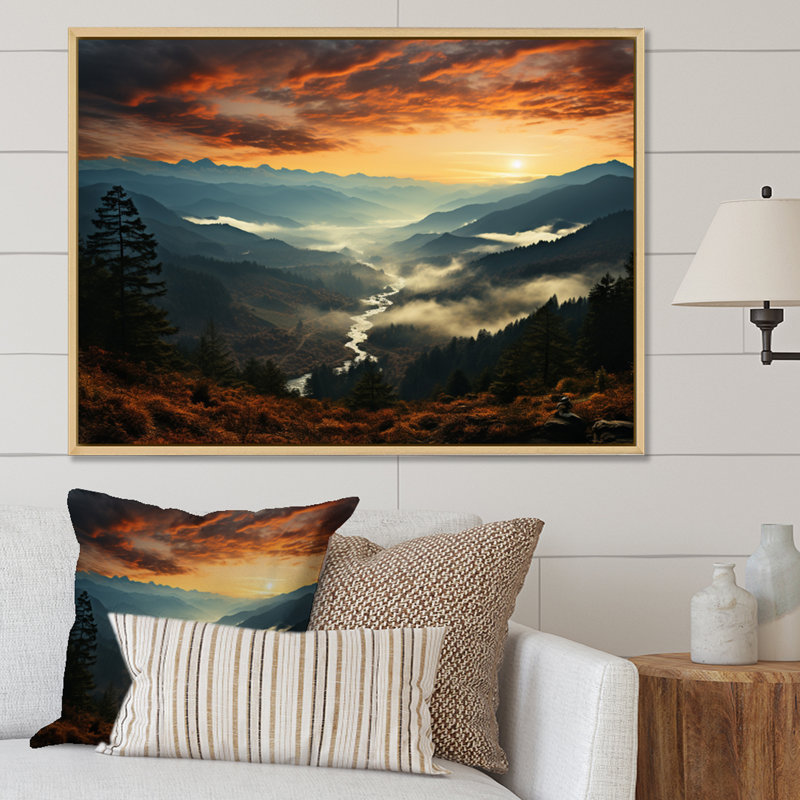 «USA Great Smoky Mountains In Sunset - USA», reproduction sur toile encadrée, H 30 po x l 40 po x P 1,5 po