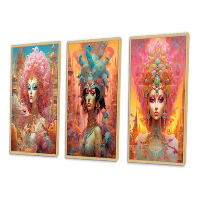 Glorious Goddess In Dreamy Pastels II - Fashion Woman Art Set Of 3 Pieces