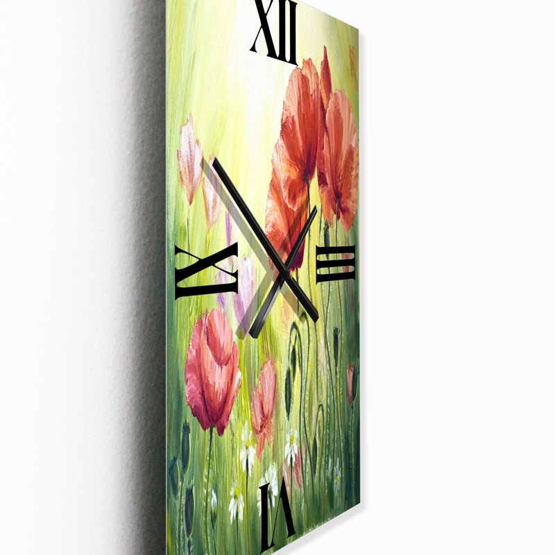 Horloge murale «Blossoming Poppies in the Morning I», Grand