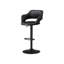Tabouret de bar en similicuir noir avec piédestal réglable en métal et siège pivotant