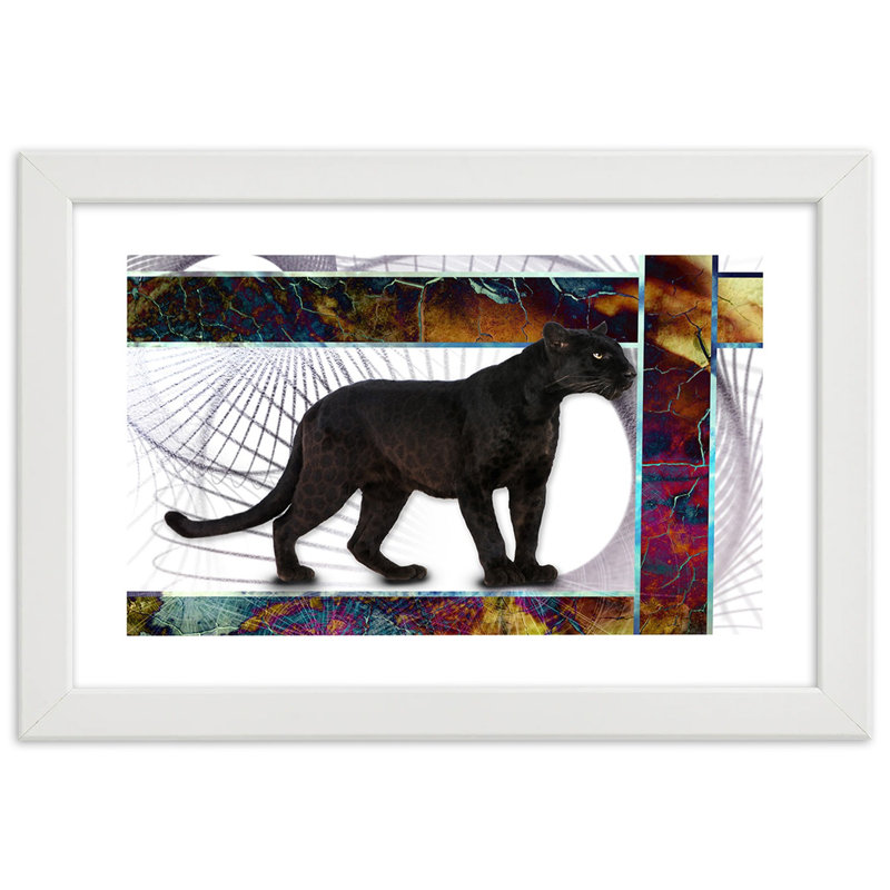 Leopard Animals - Single Picture Frame Print, White, 60cm H x 90cm W