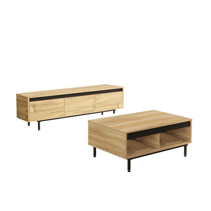 Living Room Furniture Set, Naturel/noir