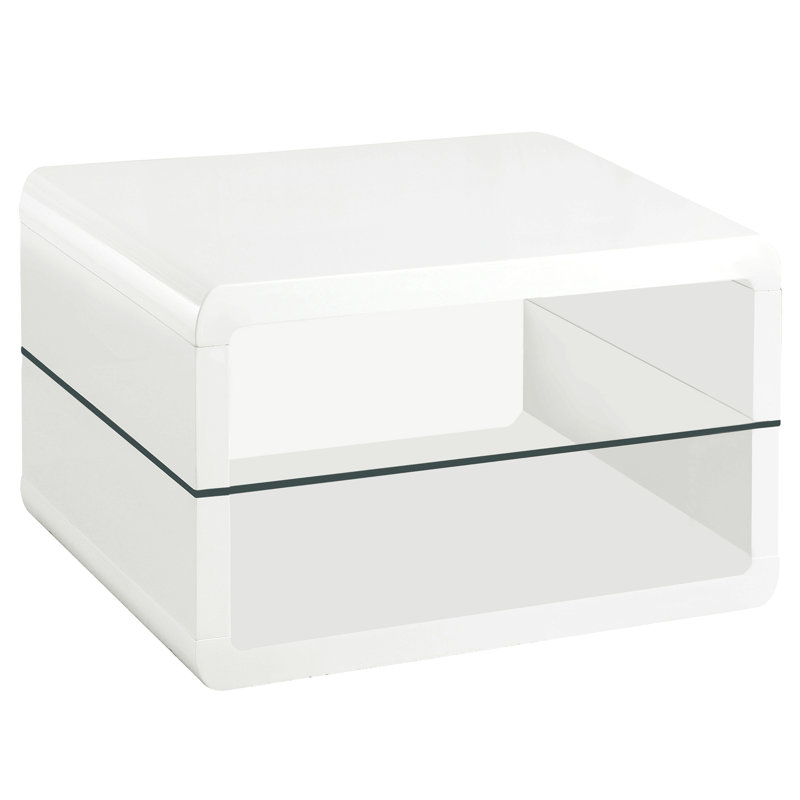 Emerson White High Gloss 1-Shelf Rectangular Side End Table