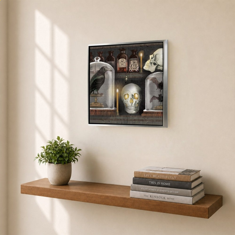 «Apothecary Noir V Candles» par Sue Schlabach, impression sur toile, Silver