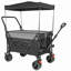 Multi-Functional Outdoor Push-Pull Folding Wagon Cart With Rotating Handle And Canopy
