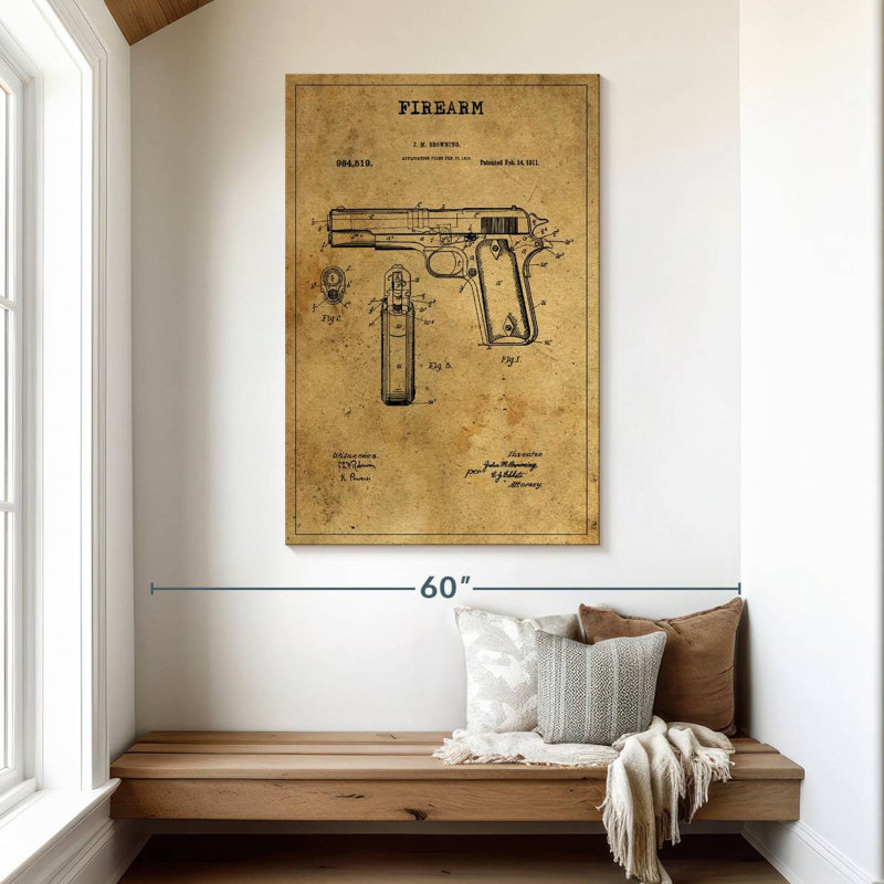 Firearm Patent, 48" H x 32" W
