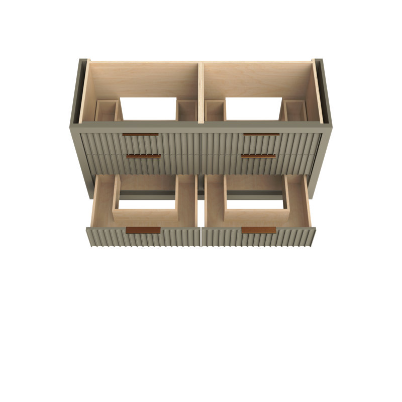 Lecrieú Double Drawer Bath Vanity, French Olive, 60", Champagne Bronze