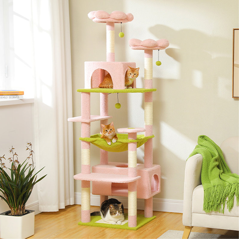 Arbre à chat en peluche 72 po, Pink