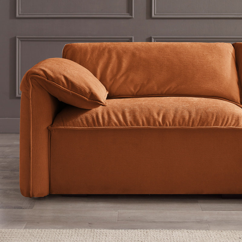 Louai 92.5'' Chenille Upholstered Sofa, Curry Polyester Twill