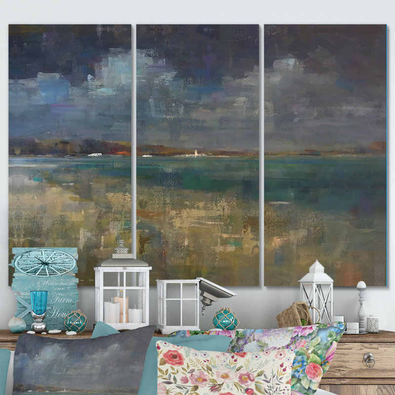 «Sky and Sea», peinture à multiples images sur toile, H 32 po x l 48 po x P 1 po
