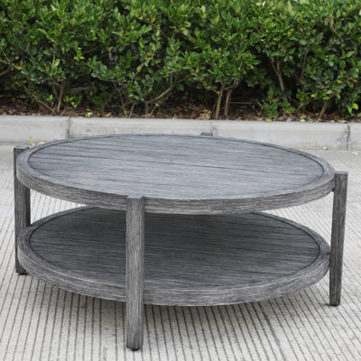 Table basse ronde à lattes en aluminium