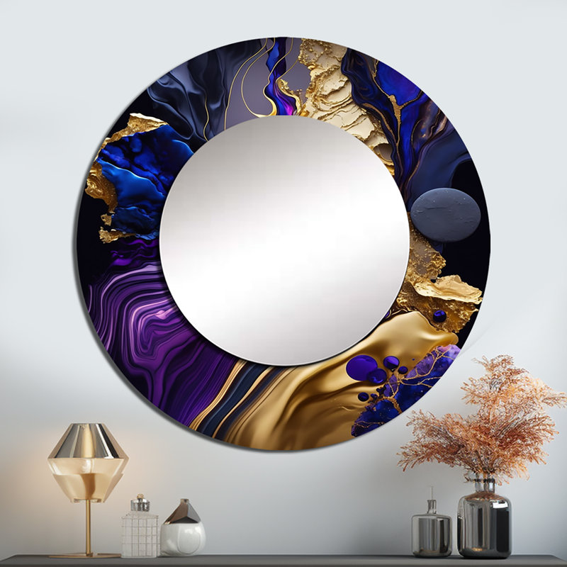 Pilode abstrait en marbre Pilode, 29 po x 29 po, Rond