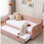 Structure de lit de jour simple rembourrée avec lit gigogne, canapé-lit simple pour chambre à coucher, support à lattes de bois, rose-333323496