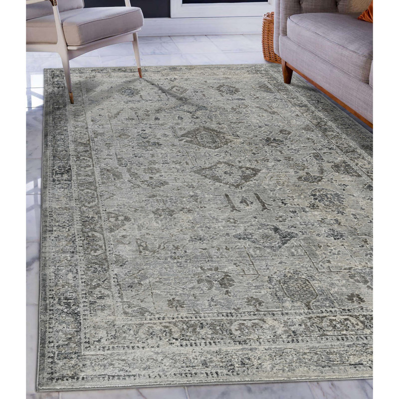 Kolby Traditional Bordered Premium Polyester Performance Area Rug, Rectangle 3'3" x 4'11"