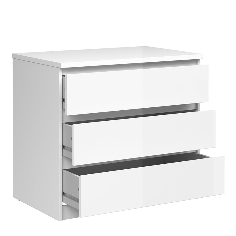 Caton 3 - Drawer Chest of Drawers, White High Gloss
