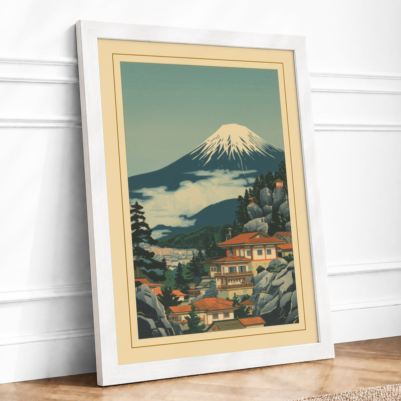 Mount Fuji at Dawn Japandi - Framed Print, A4 - 29.7 x 21.0 cm, White