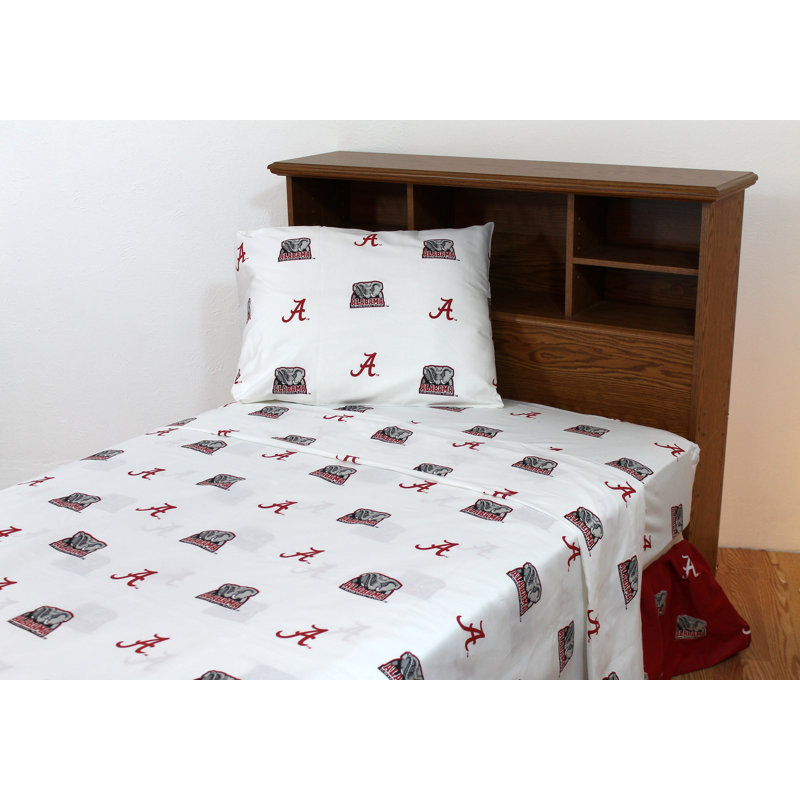 NCAA Sheet Set, Alabama, Twin XL Sheet Set + Fitted Sheet + Pillowcase