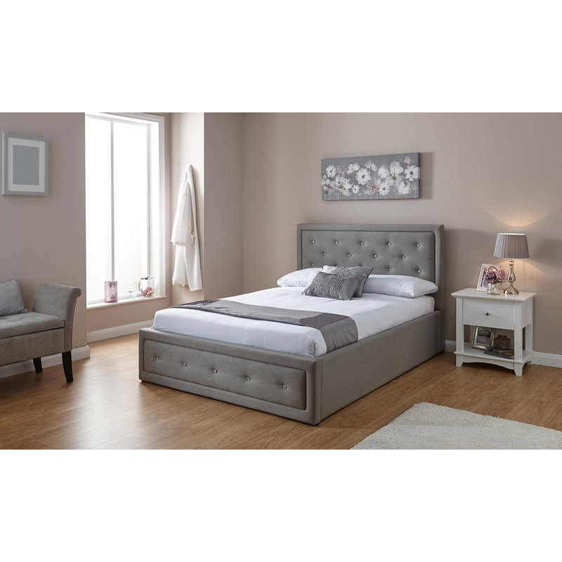 Upholstered Ottoman Storage Bed, Grey, Kingsize (5')