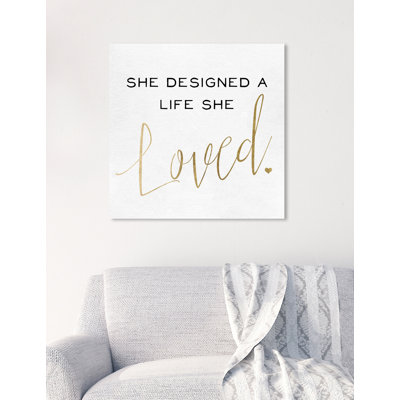 «She Designs Gold» par Oliver Gal, reproduction d'art textuel sur toile