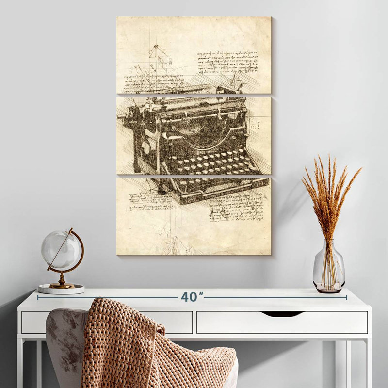 Old Typewriter, H 32 po x l 20 po