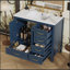 Meuble-lavabo 36 po avec lavabo, porte à fermeture douce, 4 tiroirs, structure en bois massif, salle de bain élégante et fonctionnelle-1901135919