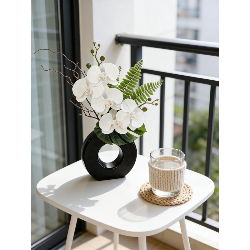 Arrangement floral en soie artificielle en pot d'orchidée artificielle pour bureau à domicile