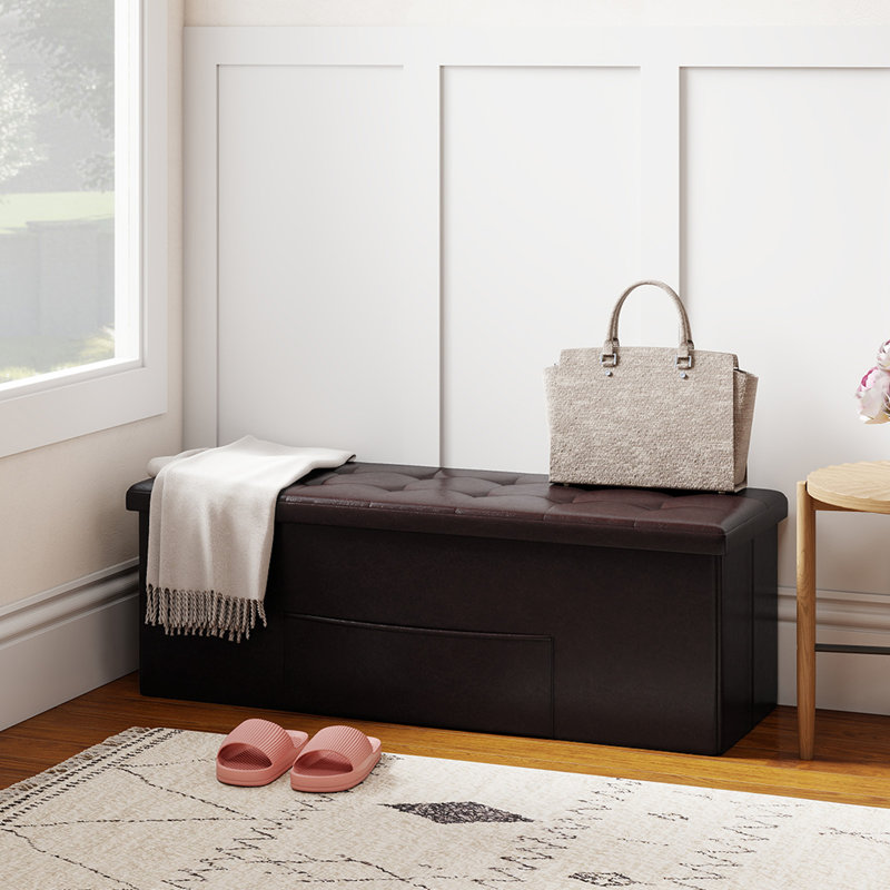 Faux Leather Ottoman, Brown Faux Leather