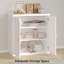 Buffet 31,5 "avec rangement cannelé, armoire en bois avec deux portes tampons et trois tablettes réglables, convenant à la salle à manger, à la cuisine et au salon-105043288-105183996