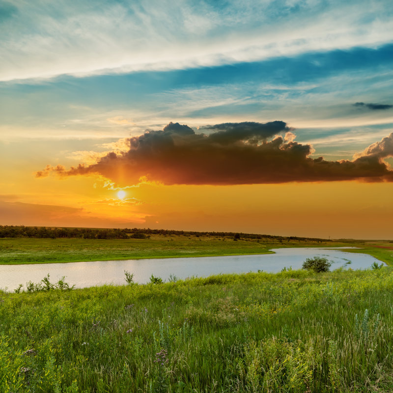 Sunset In Low Clouds - Wrapped Canvas Print, 91cm H x 91cm W x 3.8cm D
