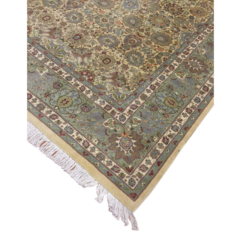 Tapis unique en laine noué à la main ivoire de 8 pi 1 po x 10 pi 1 po Alanis