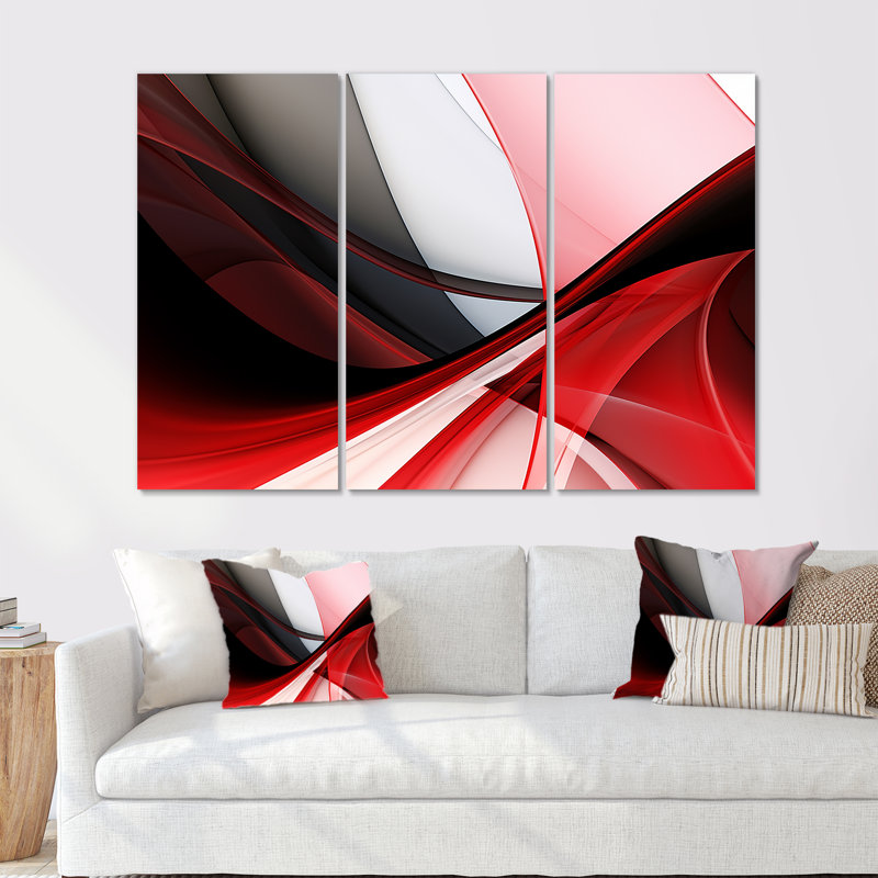 Ensemble d'art mural abstrait «Modern Tides», H 28 po x l 36 po x P 1 po, Toile tendue