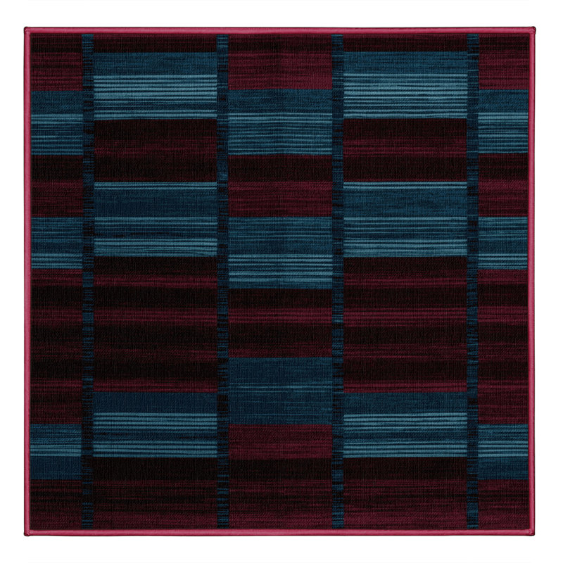 Tapis rouge à carreaux lavable à la machine, Carré 8 pi