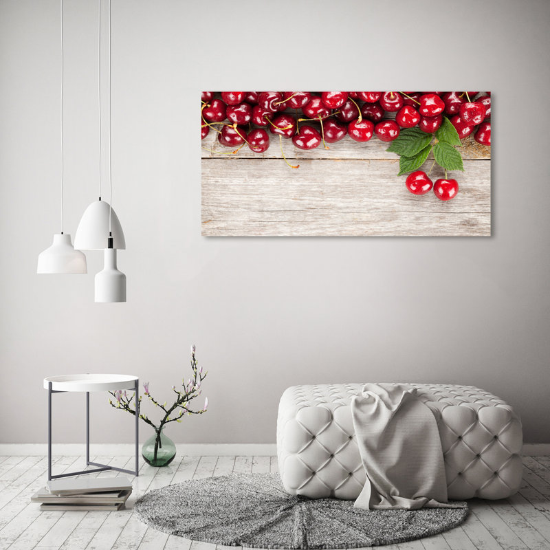 Cherries On Wood - Wrapped Canvas Print