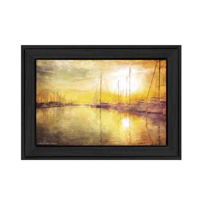 Art mural encadré jaune pour bateaux, décor de la maison par Bluebird Barn