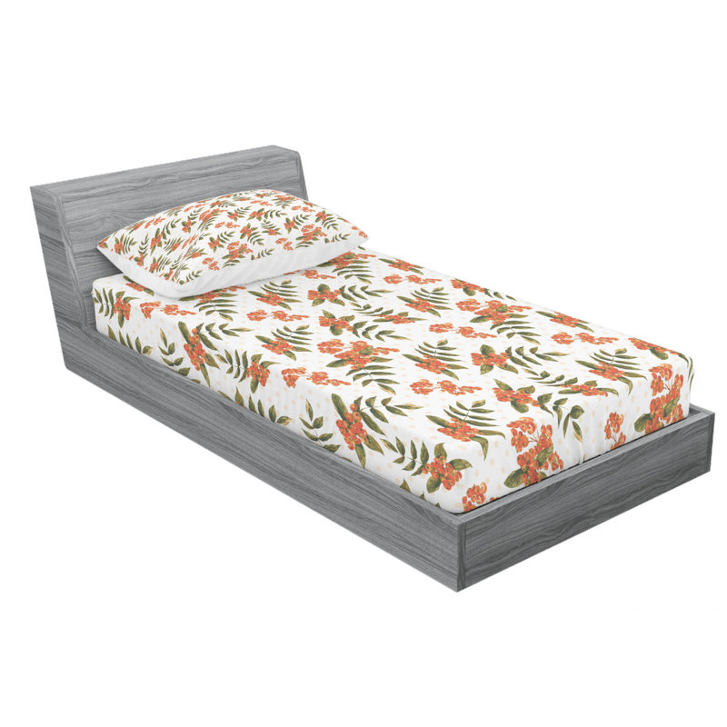 Microfiber Floral Sheet Set, Twin XL Sheet Set with Fitted Sheet