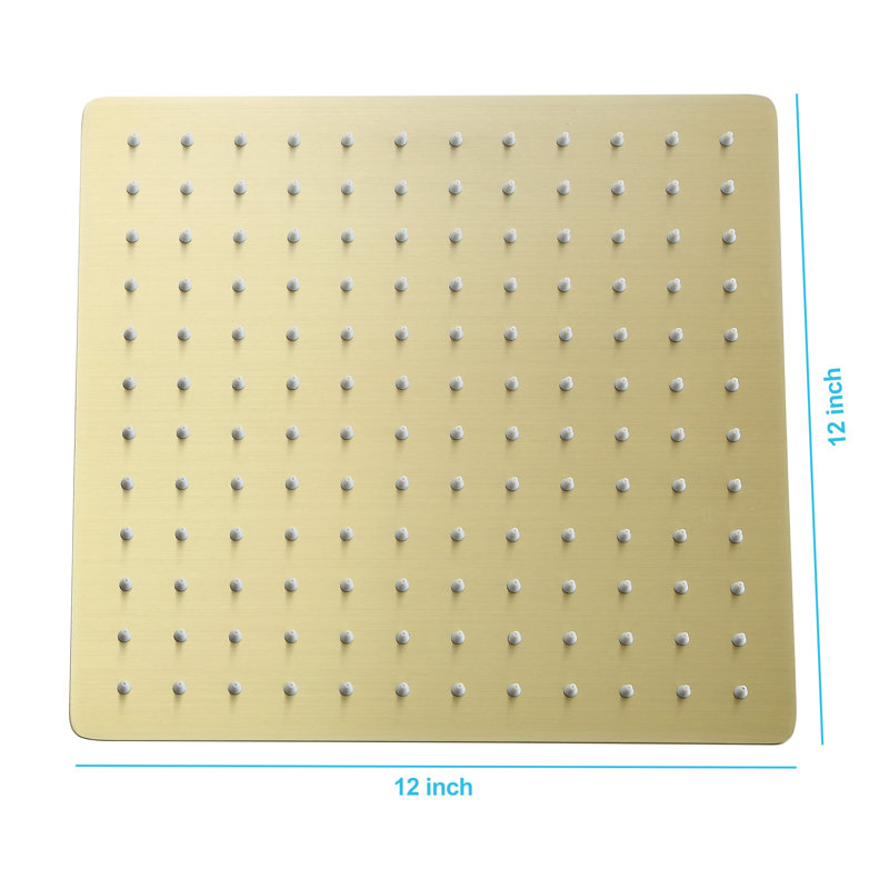 12 Inch Stainless Steel Shower Head, Square, Gold