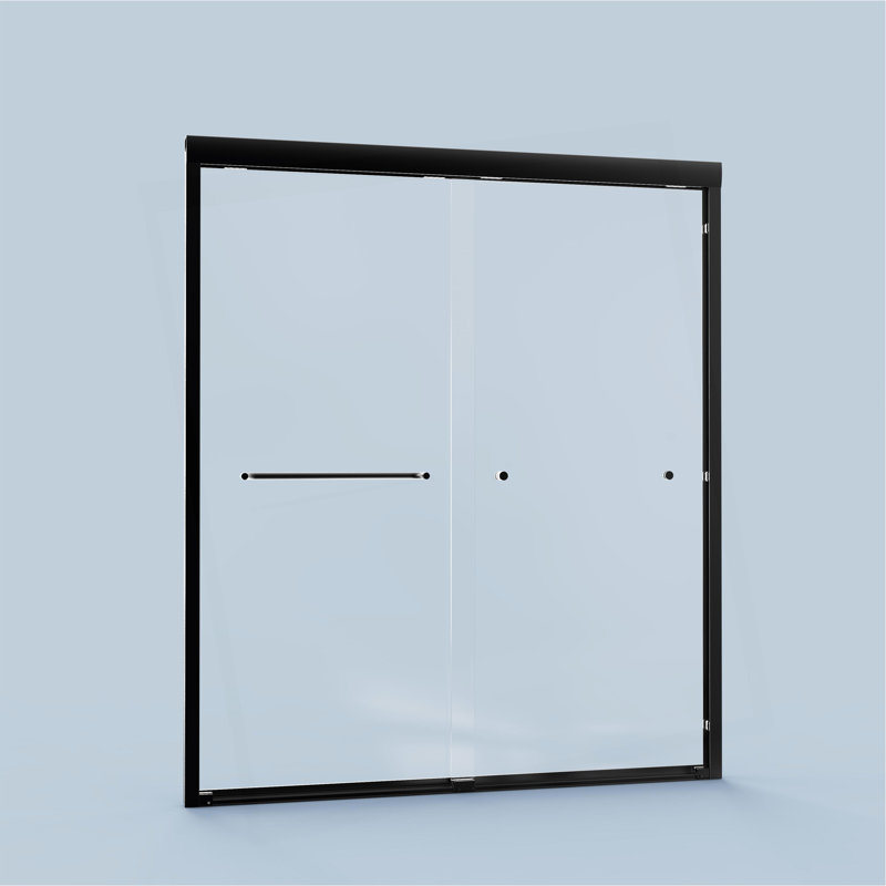 56"-60"W*72" H Semi-Frameless Double Sliding Shower Door, Bypass Shower Door, 1/4" (6Mm) Thick SGCC Tempered Glass Door