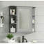 Armoire de rangement murale de salle de bain avec miroir, armoire à pharmacie avec tablette en bois réglable et portes, armoires de rangement montées avec 6 tablettes ouvertes, gris