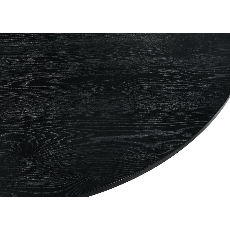 Table de salle à manger en ébène noire de 59 po de largeur, ronde et combinée