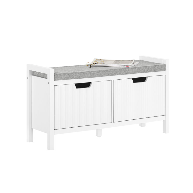 Benon Polyester Upholstered Storage Bench, White
