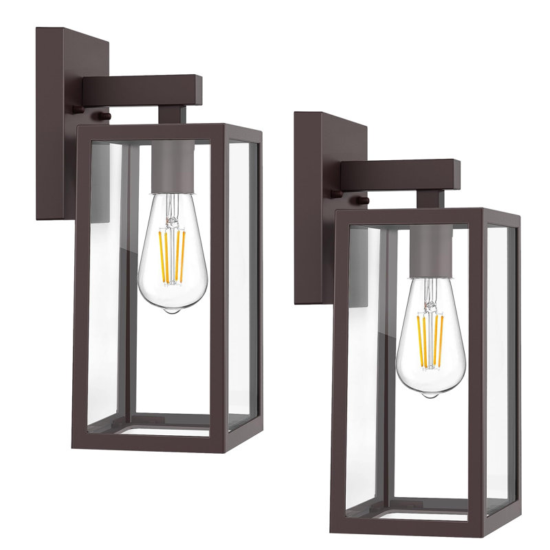 2-Pack Outdoor Wall Lantern, Dark Chocolate