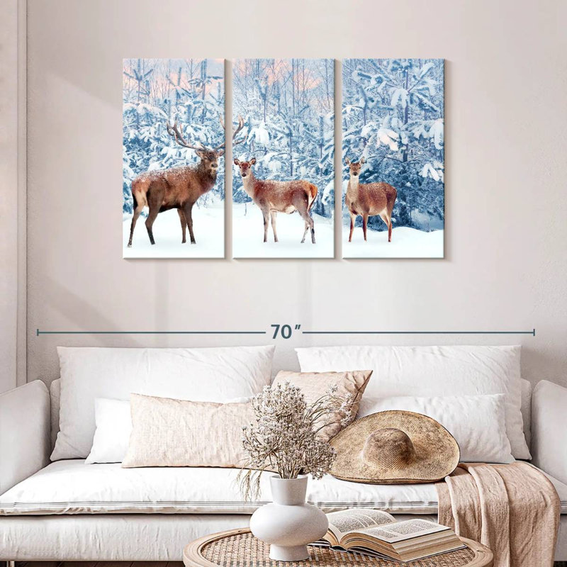 Deer In Winter, 28" H x 45" W