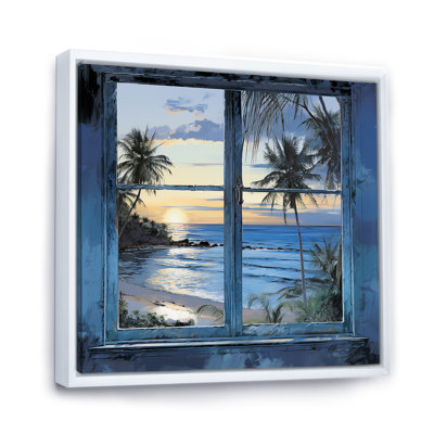 «Tranquility Beach Windows Horizon III - Coastal Windows», art mural