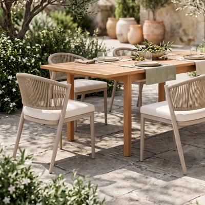 Chaises de salle à manger d'extérieur 2 pièces en corde tissée avec coussins