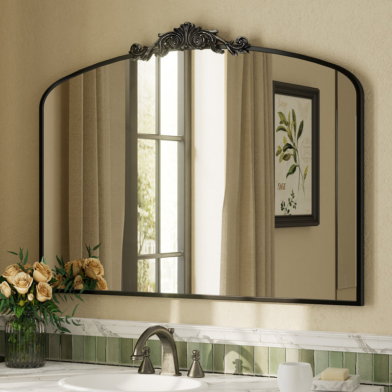 Miroir mural en verre trempé Amara, Noir, 30 po x 40 po
