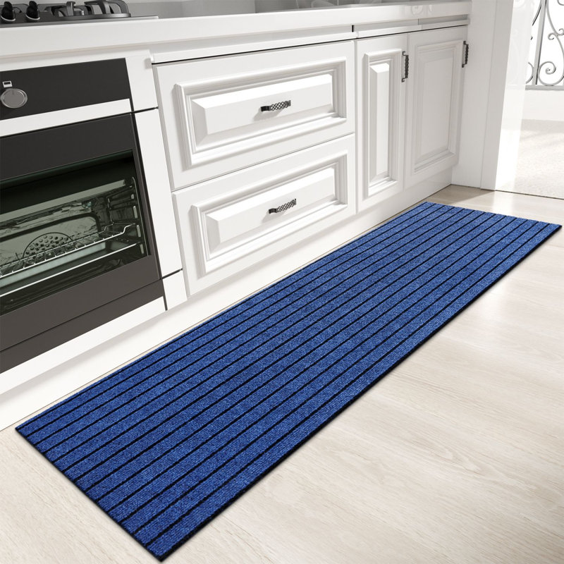 Tapis de cuisine Danyielle, Tapis de couloir 1 pi 5 po x 6 pi 7 po, Bleu